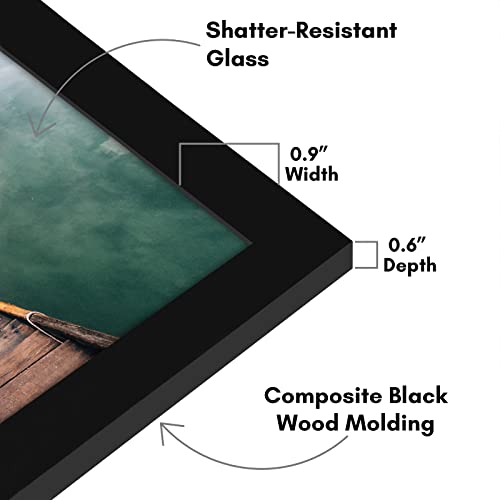 Americanflat 12x18 Black Picture Frame - Engineered Wood Photo Frame with Shatter-Resistant Glass and Hanging Hardware for Wall Display Americanflat