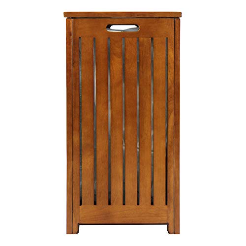 Oceanstar Solid Wood Spa Laundry Hamper 24.75 in high x 20 in Wide x 13.25 in deep, Brown Oceanstar