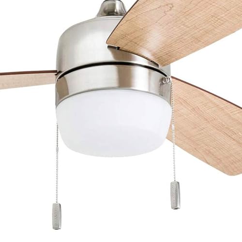 Honeywell Ceiling Fans Barcadero Modern 44 Inch Ceiling Fan with Light, Pull Chain LED Indoor Fan with 3 Blades, Maple and Brown Maple Blade Finish Options, Brushed Nickel (50616-01) Honeywell Ceiling Fans