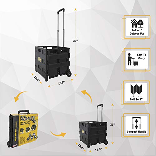 Olympia Tools 85-010 Grand Pack-N-Roll Portable Tools Carrier with Telescopic Handle, 80 Lb. Load Capacity, Black Olympia Tools