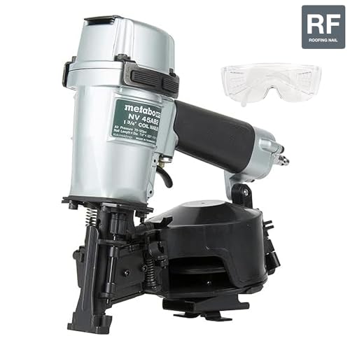 Metabo HPT Roofing Nailer, Pro-preferred Pneumatic Power Nailers in Roofing tools, Pneumatic Roofing Nailer for Asphalt Roofing Shingles, Nailer 16 Degree 7/8″ to 1-3/4″ Roofing Nails, NV45AB2 Metabo HPT