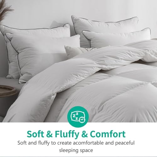 APSMILE Lightweight Feather Down Comforter Twin Size - Ultra Soft 100% Organic Cotton Quilted Duvet Insert, Thin Bedding Comforter for Warm Weather/Hot Sleepers (68x90, Ivory White) APSMILE