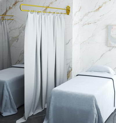 Suuiwau U-Shape Privacy Partition Curtains, Wall-Mounted Room Divider with Metal Support, 6.56ft Medical Curtain for Bedroom, Beauty Salon, Fitting Room, DIY Setup