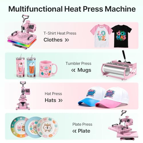 Slendor 5-in-1 Heat Press Machine, 12x15 Inch Sublimation Heat Press with 360° Swing Away, Digital T-Shirt Press with 20oz & 30oz Tumbler Press, Combo for T-Shirts, Hats, Caps & Plates Slendor