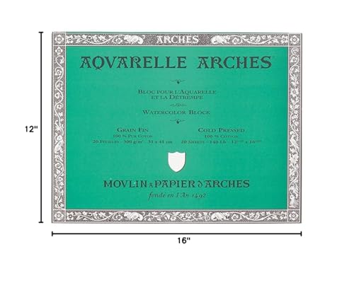 Arches 200177170 Watercolor Block Cold Press, 12X16-Inch, 20 Sheets Arches