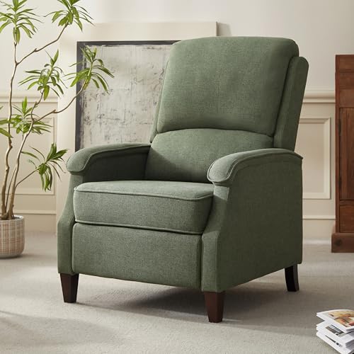 VKNOW Recliner Chair, Fabric Recliner with Soft Armrest, Home Theater Seating with Adjustable Push Back and Lumbar Support, Single Sofa for Adults, Lounge Chair for Living Room, Bedroom(Green)