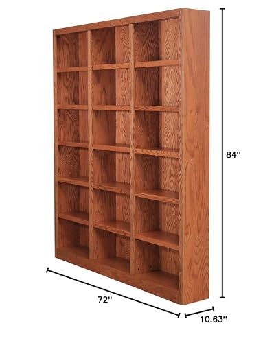 Concepts In Wood Traditional 84inches Tall 18-Shelf Triple Wide Wood Bookcase, Dry Oak Concepts In Wood