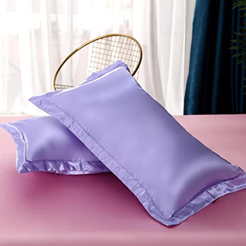 Feelyou Reversible Purple Pink Silk Like Satin Bedding Set Twin Duvet Cover Set Luxury Soft Comforter Cover Bedroom Decor Chic Luxurious Silky Bedspread Cover Zipper (1 Duvet Cover + 1 Pillow Case) Feelyou