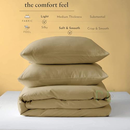 3 Side Zipper Duvet Cover Set Queen Size - Unique Design Microfiber Duvet Cover Set with 3 Sided Zipper Closure, 3 PCS Queen Size Duvet Cover (90"x90") & 2 Pillow Cases(20"x30"), Taupe PURE ECO