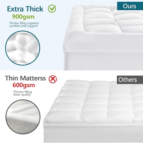 CYMULA Mattress Topper Twin Size - Soft Cooling Mattress Pad for College Dorm Room Essentials - Extra Thick Twin Protector Cover for Back Pain, Single Bed Topper Pillow Top with 8''-21'' Deep Pocket CYMULA