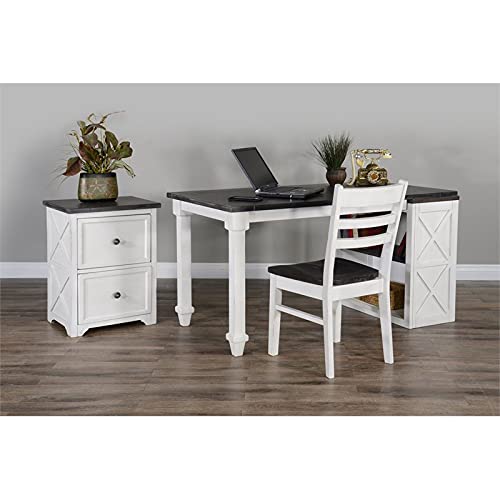 Pemberly Row 18" Wood Dining Room Ladderback Chair with Wood Legs for Kitchen, Modern Restaurant Chairs in Off White and Dark Brown Pemberly Row