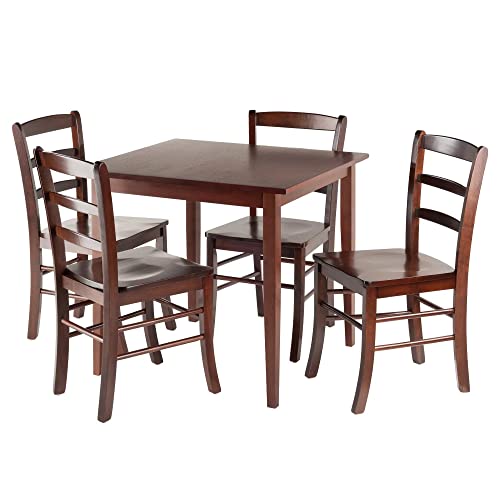 Winsome Groveland Square Dining Table, 4 Chairs, Antique Walnut Winsome