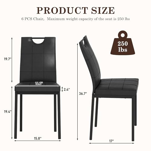 chartustriable 7PCS Dining Table Set for 4 5 6 People, 71" Large Long Wooden Kitchen Table with 6 Chairs (Brown, 71IN Table+6 PCS Chairs) chartustriable