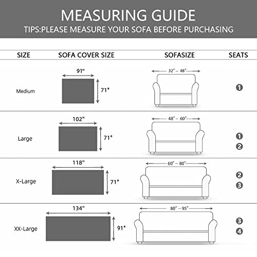 MEETSKY Sofa Covers Small Couch Cover Couch Slipcovers for Reclining Loveseat/Chair/Futon Washable Sofa Protector Decorative Modern Style for Living Room (71"x 91", Medium, Chocolate) MEETSKY
