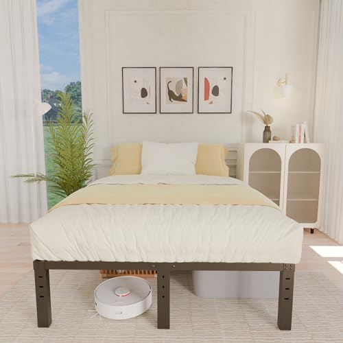 ALDRICH 14 Inch Metal Full Size Bed Frame - Double Black Basic Steel Slats Platform, Easy Assembly Heavy Duty Noise Free Bedframes, No Box Spring Needed ALDRICH