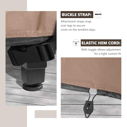 ULTCOVER Rectangular Patio Heavy Duty Table Cover - 600D Tough Canvas Waterproof Outdoor Dining Table and Chairs General Purpose Furniture Cover Size 136L x 74W x 28H inch ULTCOVER