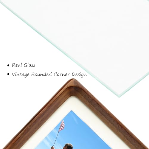 XKIILH 8x10 Picture Frames Walnut Solid Wood with Real Glass Vertical Horizontal Standing Display Photos 5x7/6x8 with Mat or 8x10 Without Mat Lovely Gift for Desk Tabletop Wall Mount H10 XKIILH