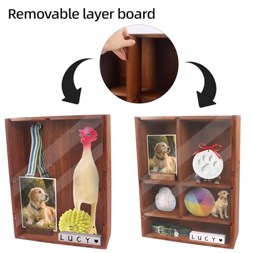 Dmnnlp Dog Memorial Shadow Box with Pen,11x4x14 Inch Pet Ashes Keepsake Wall-Mountable Display Case for Dog /Cat Loss Sympathy Gifts - Wooden Dmnnlp