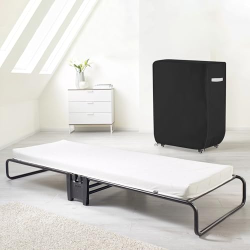 Roasivi Rollaway Bed Cover Heavy Duty Waterproof Universal Folding Bed Storage Cover with Zipper Dustproof Protector 39" L x 15" W x 44.8" H Black Roasivi