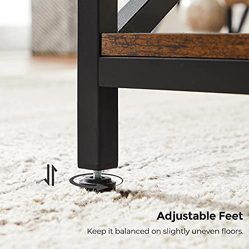 VASAGLE Coffee Table, Cocktail Table with Storage Shelf and X-Shape Steel Frame, Industrial Farmhouse Style, 39.4 x 21.7 x 17.7 Inches, Rustic Brown and Black ULCT200B01V1 VASAGLE