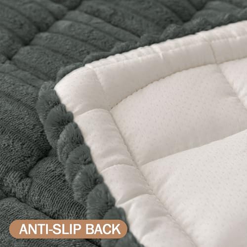 Smiry Couch Cover for Dogs Washable, Non Slip Fuzzy Pet Couch Covers for 3 Cushion Sofa Pet Friendly, Thick Soft Sofa Slipcovers Cushion Protector (Dark Grey, 27.6" x 59") Smiry