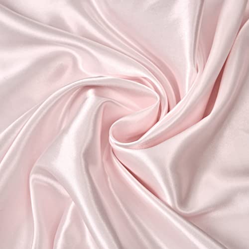 HommxJF Silk Satin Blush Pink Twin Fitted Sheet, Deep Pocket Fitted Sheet Only, Breathable, Non- Fading, Fully Elasticized Bed Sheets Sold Separately HommxJF