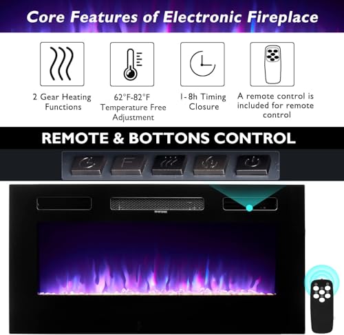 Breezestival Fireplace TV Stand with Two Hinged Doors for TVs UP to 80", Modern Electric Fireplace Entertainment Center with LED Lights & Storage Cabinets, TV Stand for Living Room 70" Black 21007BK Breezestival