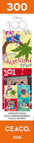 Ceaco - Disney's 100th Anniversary - Stitch Collage - 300 Oversized Piece Jigsaw Puzzle Ceaco