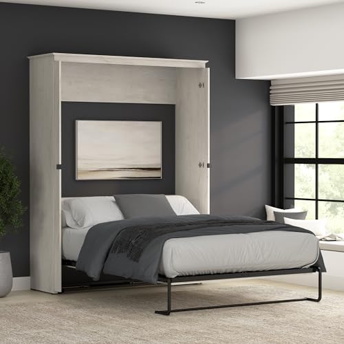 Bestar Key West 69W Queen Murphy Bed, Space-Saving Sleeping Arrangement for Multipurpose Area, Bedroom, Guest Room, or Living Room in Linen White Oak Bestar