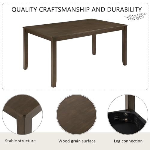 RuiSiSi 6-Piece Dining Table Set for 6, Farmhouse Wood Kitchen Table Set with Chairs and Bench, Rustic Dining Room Kitchen Table Set for 6 People, Dark Walnut RuiSiSi