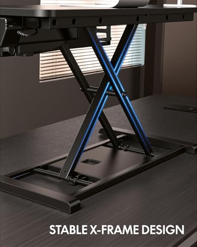 FLEXISPOT 35″ Electric Standing Desk Converter – Motorized Height Adjustable Sit Stand Riser, Fits Dual Monitors & Laptop, Wide Keyboard Tray, Smooth Quiet Lift, Home Office & Workstation Upgrade FLEXISPOT
