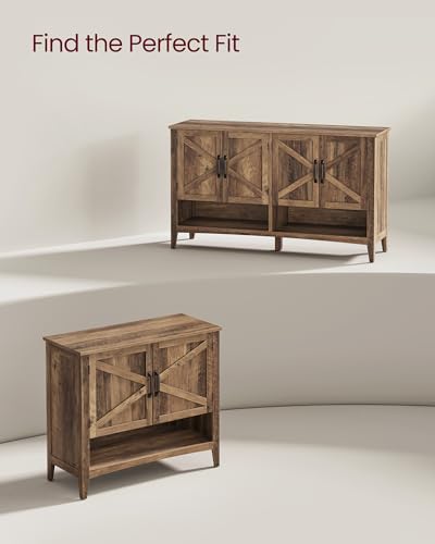 VASAGLE LIRY Collection - Shoe Cabinet, 3-Tier Storage Organizer, Shoe Shelf, Farmhouse Freestanding Cabinet, Height-Adjustable Shelf, 13.8 x 31.5 x 27.6 Inches, Honey Brown ULBC038B01 VASAGLE