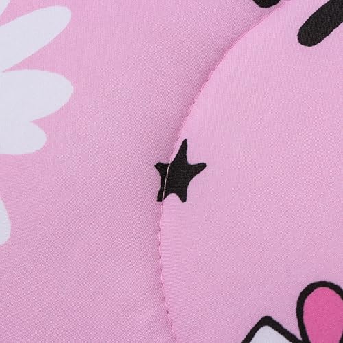 Btargot Twin Pink Cartoon Cat Reversible Comforter Set for Boys Girls Kids, 5 Pieces Rainbow Flowers Sun Painting Bedding Set with Sheets Btargot