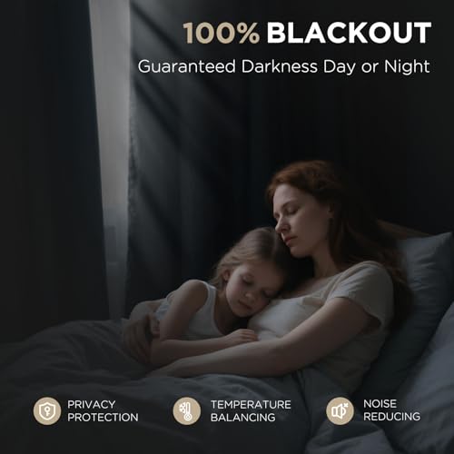 Joydeco Blackout Curtains for Bedroom - 84 Inch Long 100% Light Blocking 2 Panels Set White Drapes, Thermal Insulated Room Darkening Curtains, Linen Textured for Living Room, Rod Pocket & Back Tabs Joydeco