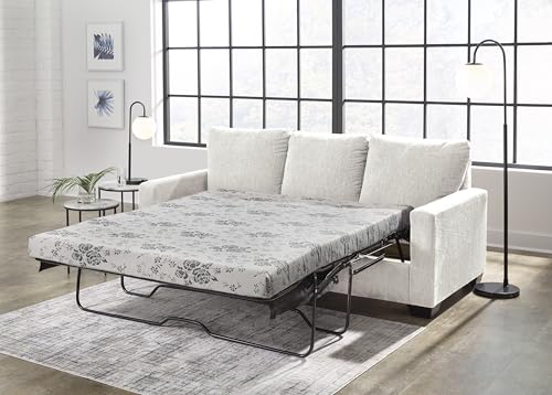 Signature Design by Ashley Rannis Coastal 2-in-1 Sofa Sleeper with Folding Gel Memory Foam Mattress, Queen, White Signature Design by Ashley
