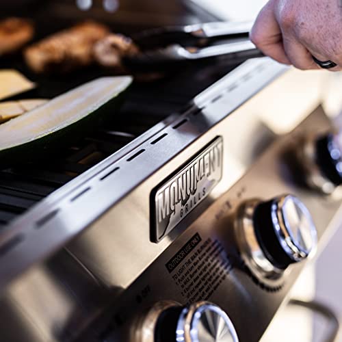 Monument Grills Larger 4-Burner Propane Gas Grills Stainless Steel Cabinet Style with Infrared Side Sear & Side Burners with Stainless Steel Rotisserie Kit(2 Items) Monument Grills