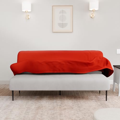LANE LINEN Armless Futon Cover - Easy to Install Stretch Sofa Bed Slipcover, Soft Elastic Textured Full Size Cover, RV Couch Protector, Machine Washable - Red LANE LINEN