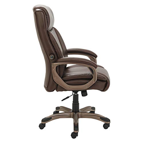 Alera Alera Veon Series Executive High-Back Bonded Leather Chair, Supports Up to 275 Lb, Brown Seat/Back, Bronze Base Alera