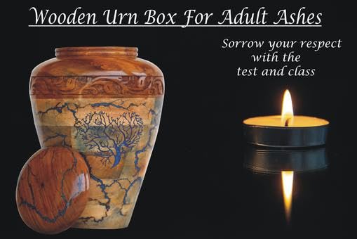 Handmade Wooden Urn Box for Addult Ashes | Wood Cremation Urns for Male and Female | Decorative Urns | Funeral Urns | Burial Urns (12 x 8 x 8), Brown, IU - 436 Solid Wood Handicrafts