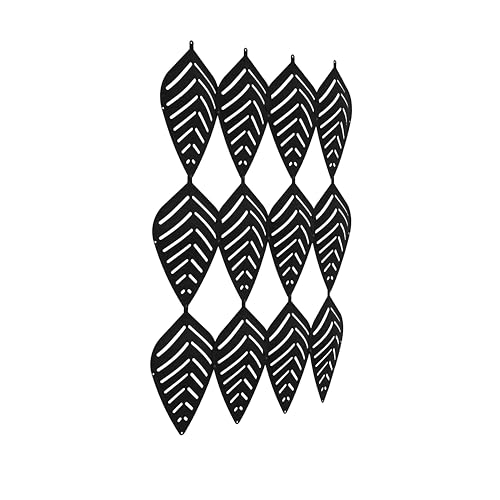 3D Leafs 12Pcs/Set 16.53"x10.24" Felt Fiber Surface High Density Polyester Board Room Hanging Screen Divider Home Panel DIY Home Decor (Black) OSHIYINN