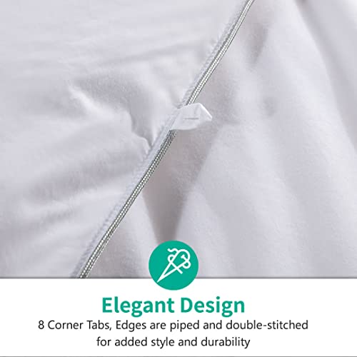 APSMILE Luxury All Season Down Feather Fibers Comforter Full/Queen Size Duvet Insert - 100% Organic Cotton, High Fill Power Medium Warmth, (Ivory White, 90X90) APSMILE