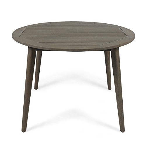 Christopher Knight Home Nick Outdoor Acacia Wood Round Dining Table, Gray Finish Christopher Knight Home