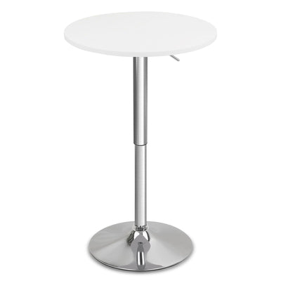 CLATINA Round Bar Pub Table, 26"-36" Height Adjustable Bistro Tables with Metal Base, 360° Swivel High Top Cocktail Table for Home Kitchen Party Drink Restaurant Wedding Cafe Office Reception, White