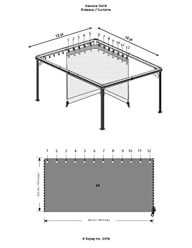 Sojag Accessories Set of 4 12' x 16' Curtains for Genova Outdoor Gazebo - Brown Sojag