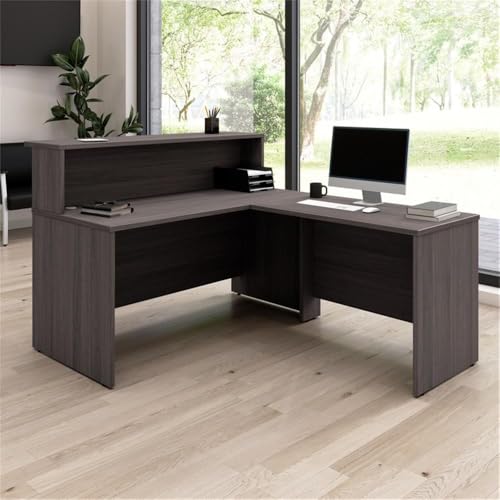 Bush Business Furniture Office 500 72W L Shaped Executive Desk with Drawers in Modern Hickory Bush Furniture
