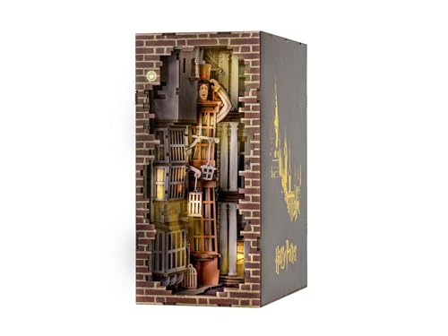 Revell Book Nook Kit Harry Potter - Diagon Alley Miniature DIY Kit 9" Booknook 3D Wooden Puzzle with LED Light Bookshelf Décor Gift for Adults Women Men