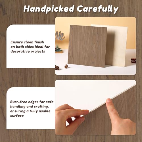 6 Pack Walnut Wood Sheets, 12 x 12 x 1/8 Inch Basswood + Walnut + Birch, Wood for Laser Cutting and Engraving, 3mm Plywood for Laser Cutting, Wood for Crafts, Laser Engraving Blanks, Unfinished Wood lilLittle