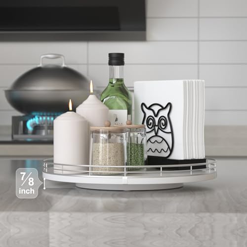 12" Oak Wood Lazy Susan Organizer, Lazy Susan for Cabinet Dining Table Pantry Wood Turntable Organizer Tray for Coffee Table Kitchen Countertop Salt Oroyutor