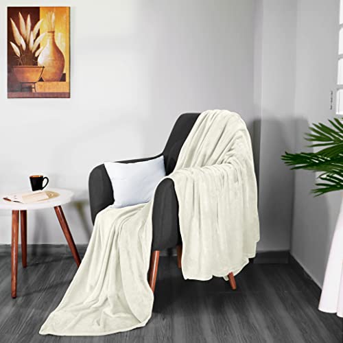 Utopia Bedding Fleece Blanket Queen Size Ivory 300GSM Luxury Fuzzy Soft Anti-Static Microfiber Bed Blanket (90x90 Inch) Utopia Bedding
