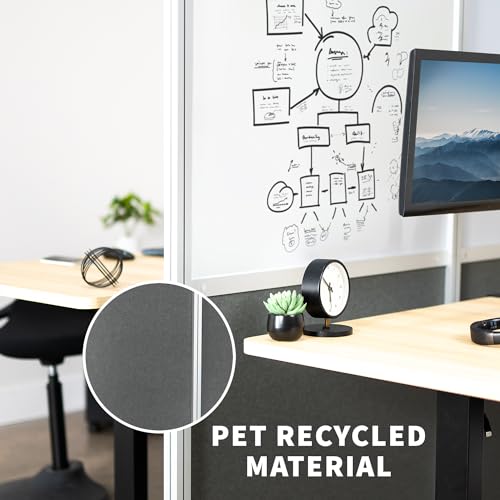 VIVO Modular Wall System, 2 PET and Whiteboard Panels, Professional Office Cubicle Dividers, Freestanding Privacy-Screen, 66 inches High, White and Dark Gray, PP-MWS63WB VIVO